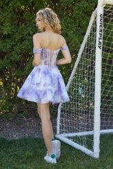 Nox Anabel Q-176 Romantic and Flirty Off-Shoulder Fit and Flare Homecoming Dress